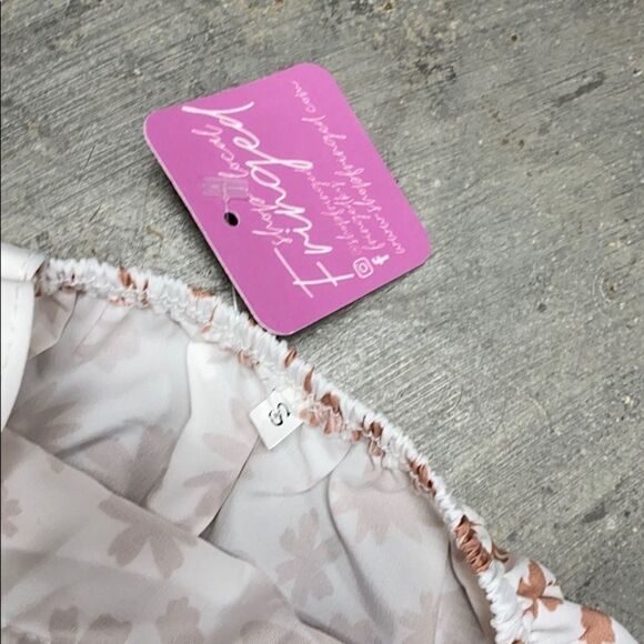 Boho Floral Fringe Tank Dress Taupe/white Size Small NWT - Picture 5 of 6